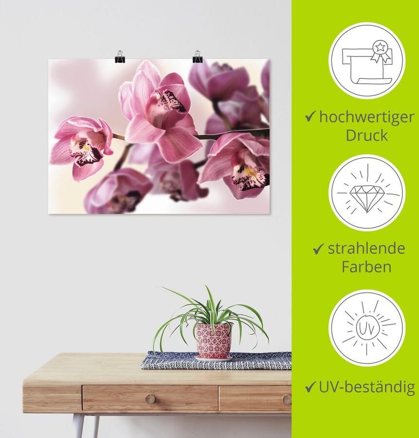 Artland Artprint Roze orchidee als artprint van aluminium artprint voor buiten artprint op linnen poster muursticker - Foto 3