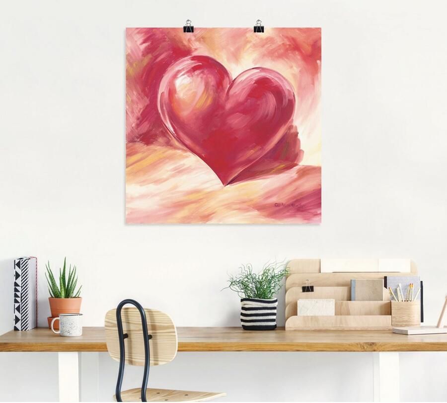 Artland Artprint Roze rood hart als artprint van aluminium artprint voor buiten artprint op linnen poster muursticker - Foto 4