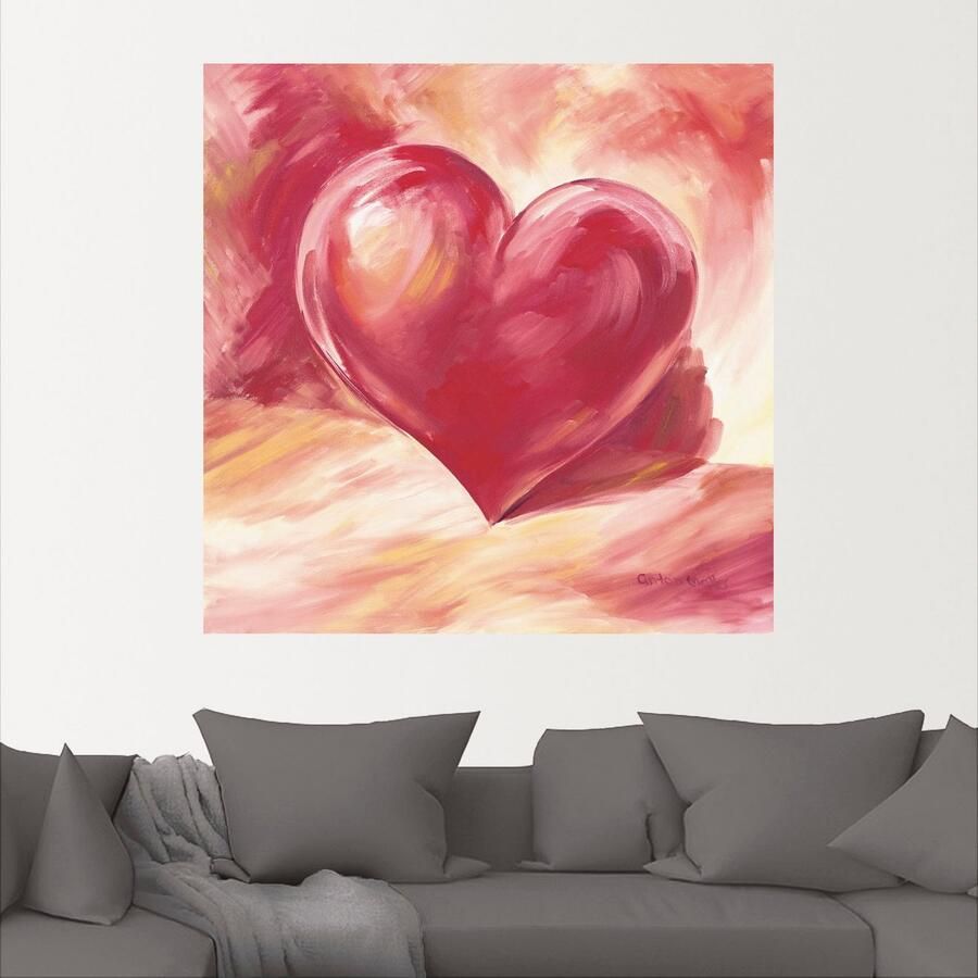 Artland Artprint Roze rood hart als artprint van aluminium artprint voor buiten artprint op linnen poster muursticker - Foto 2