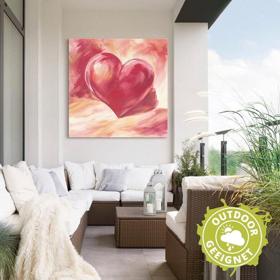 Artland Artprint Roze rood hart als artprint van aluminium artprint voor buiten artprint op linnen poster muursticker - Foto 2