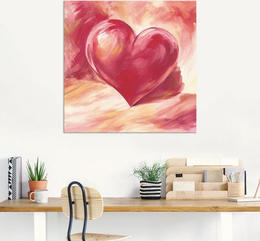 Artland Artprint Roze rood hart als artprint van aluminium artprint voor buiten artprint op linnen poster muursticker - Foto 5
