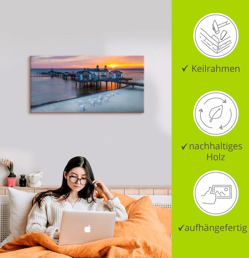 Artland Artprint RÜGEN-pier in Sellin zonsopgang als artprint van aluminium artprint voor buiten artprint op linnen in verschillende maten - Foto 3