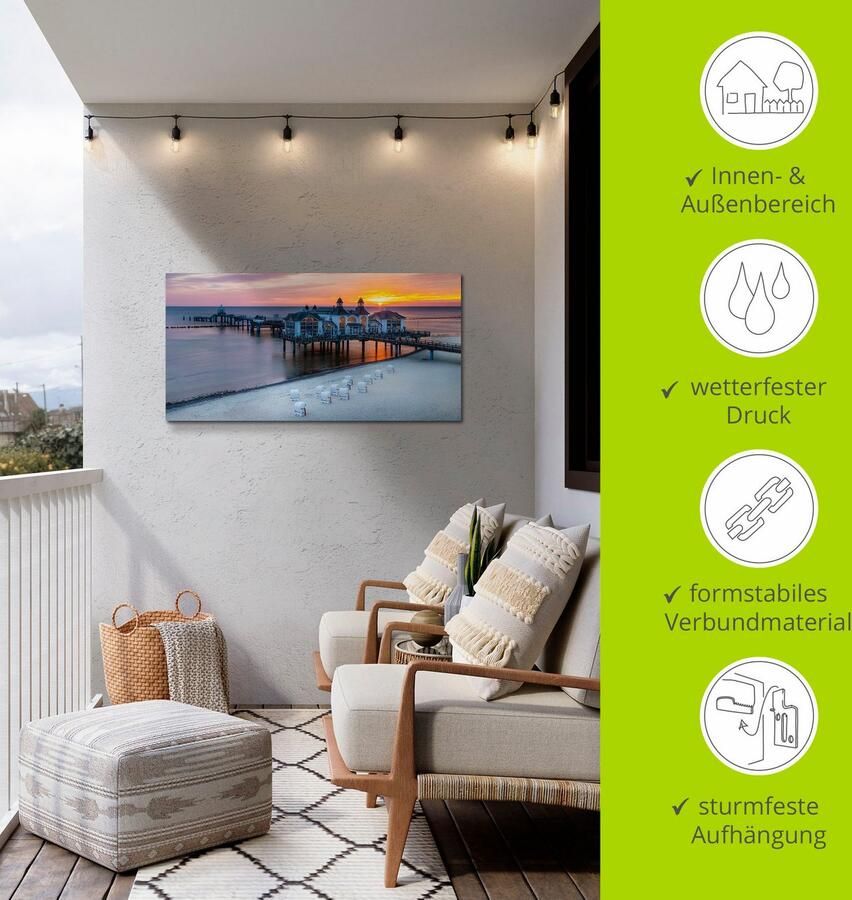 Artland Artprint RÜGEN-pier in Sellin zonsopgang als artprint van aluminium artprint voor buiten artprint op linnen in verschillende maten - Foto 4