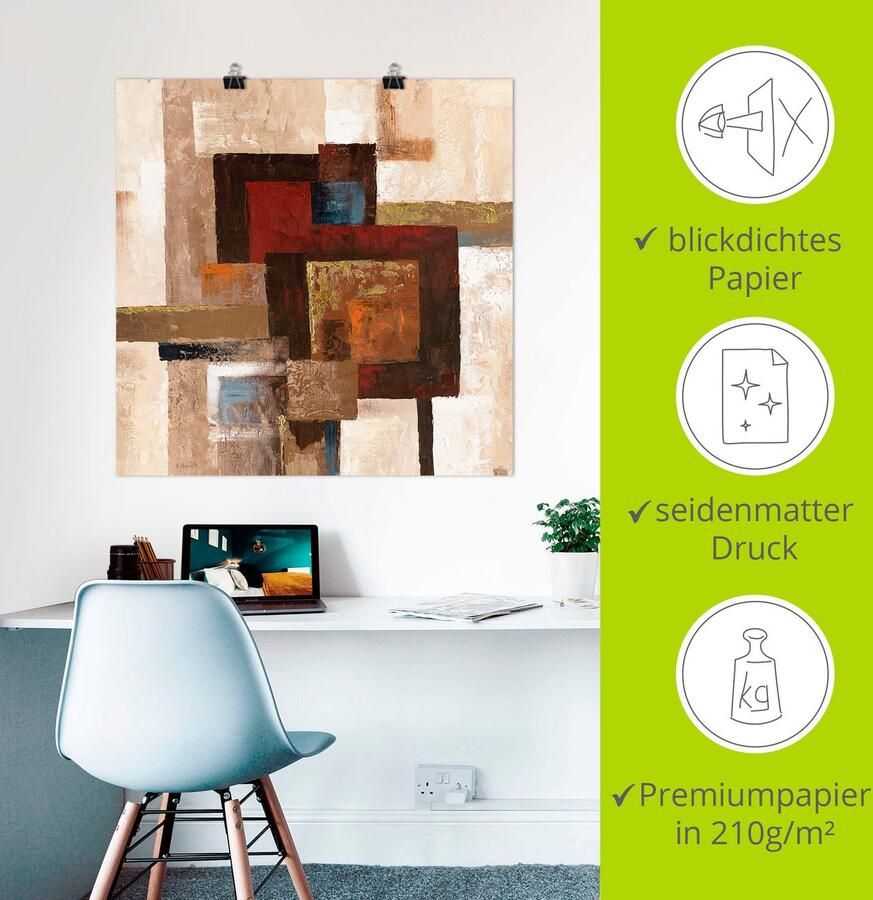 Artland Artprint Ruiten abstract II als artprint op linnen poster in verschillende formaten maten - Foto 4