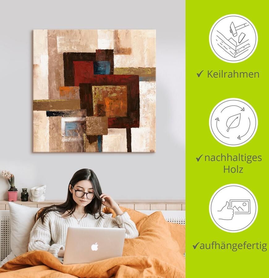 Artland Artprint Ruiten abstract II als artprint op linnen poster in verschillende formaten maten - Foto 3