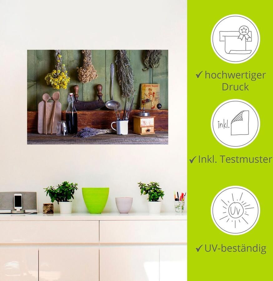 Artland Artprint Rustieke keukenscene als artprint van aluminium artprint voor buiten artprint op linnen poster muursticker - Foto 2
