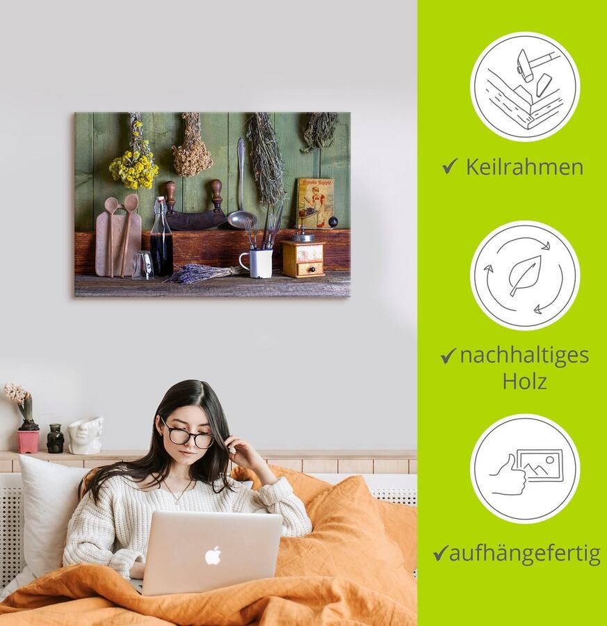 Artland Artprint Rustieke keukenscene als artprint van aluminium artprint voor buiten artprint op linnen poster muursticker - Foto 2