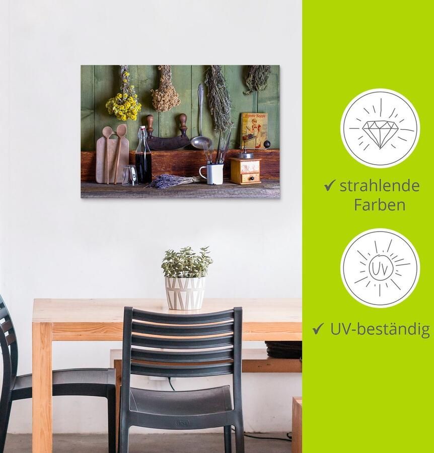 Artland Artprint Rustieke keukenscene als artprint van aluminium artprint voor buiten artprint op linnen poster muursticker - Foto 3