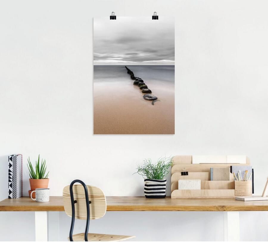 Artland Artprint Rustige kust met kribbben op het strand van de Oostzee als artprint op linnen poster in verschillende formaten maten - Foto 4