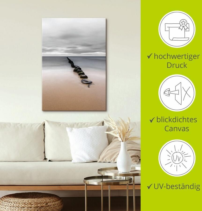 Artland Artprint Rustige kust met kribbben op het strand van de Oostzee als artprint op linnen poster in verschillende formaten maten - Foto 3