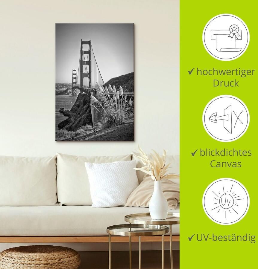 Artland Artprint San Francisco Golden Gate Bridge als artprint op linnen poster in verschillende formaten maten - Foto 2