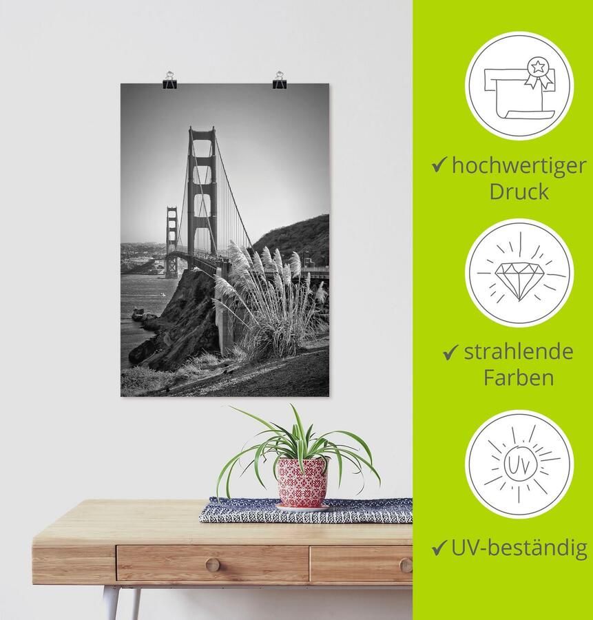 Artland Artprint San Francisco Golden Gate Bridge als artprint op linnen poster in verschillende formaten maten - Foto 3