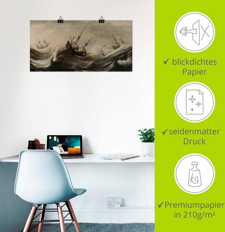 Artland Artprint Schepen op onstuimig meer. als artprint op linnen poster in verschillende formaten maten - Foto 2