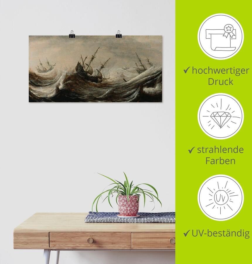 Artland Artprint Schepen op onstuimig meer. als artprint op linnen poster in verschillende formaten maten - Foto 3