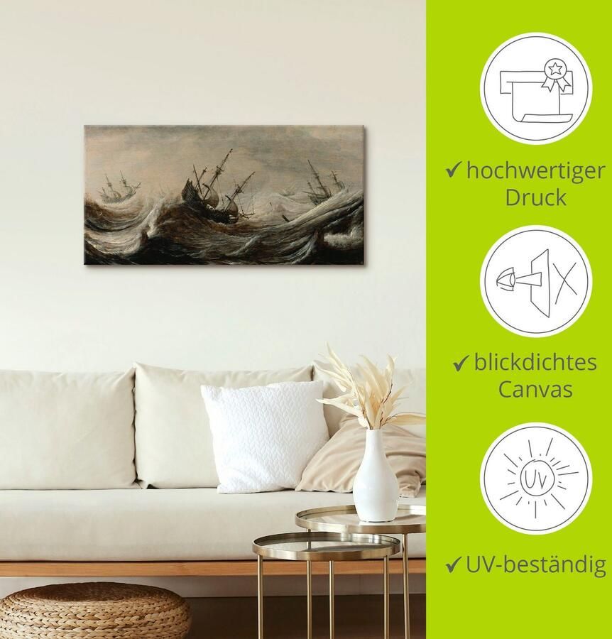 Artland Artprint Schepen op onstuimig meer. als artprint op linnen poster in verschillende formaten maten - Foto 2