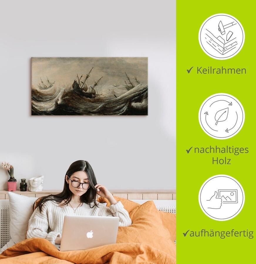 Artland Artprint Schepen op onstuimig meer. als artprint op linnen poster in verschillende formaten maten