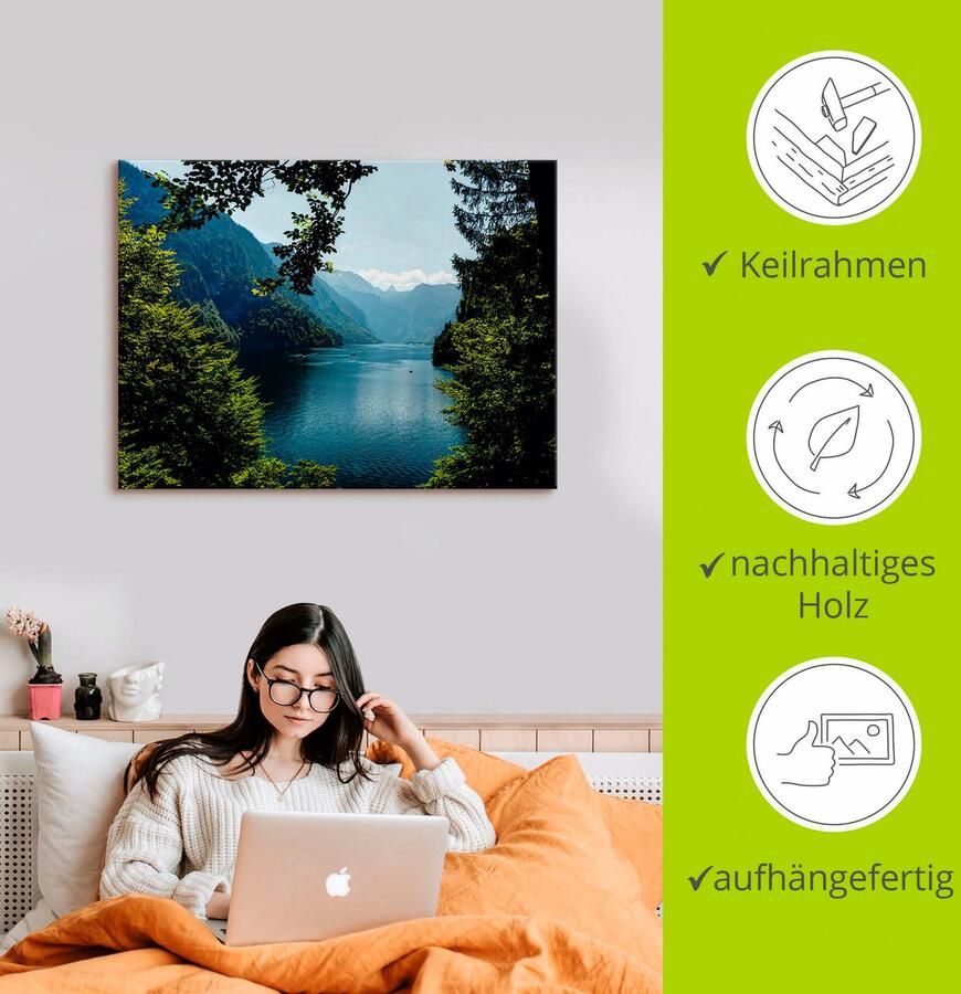 Artland Artprint Schildershoek Königssee- Alpen als artprint op linnen poster muursticker in verschillende maten