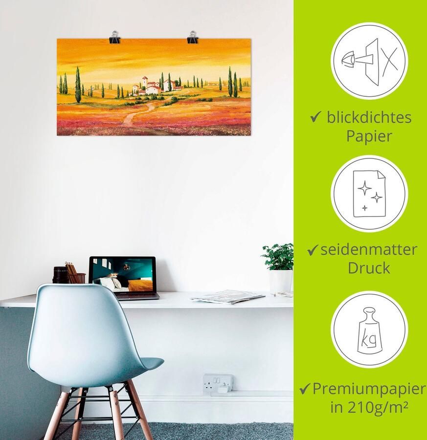 Artland Artprint Schitterend Toscaans landschap als artprint van aluminium artprint voor buiten artprint op linnen poster muursticker - Foto 4
