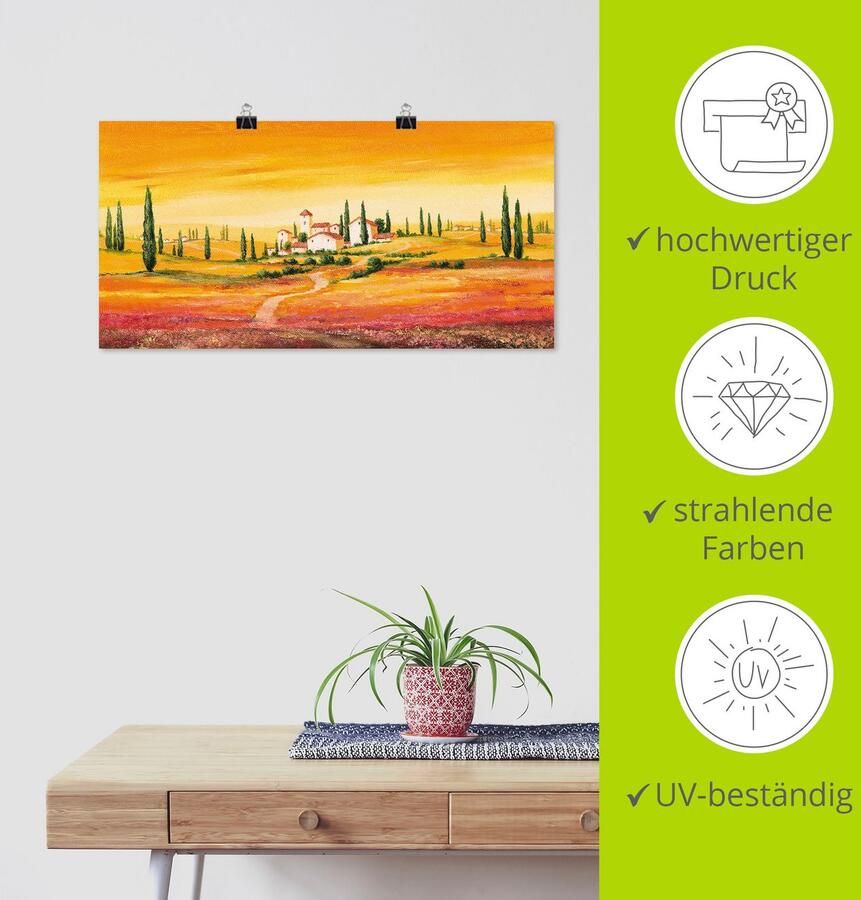 Artland Artprint Schitterend Toscaans landschap als artprint van aluminium artprint voor buiten artprint op linnen poster muursticker - Foto 5