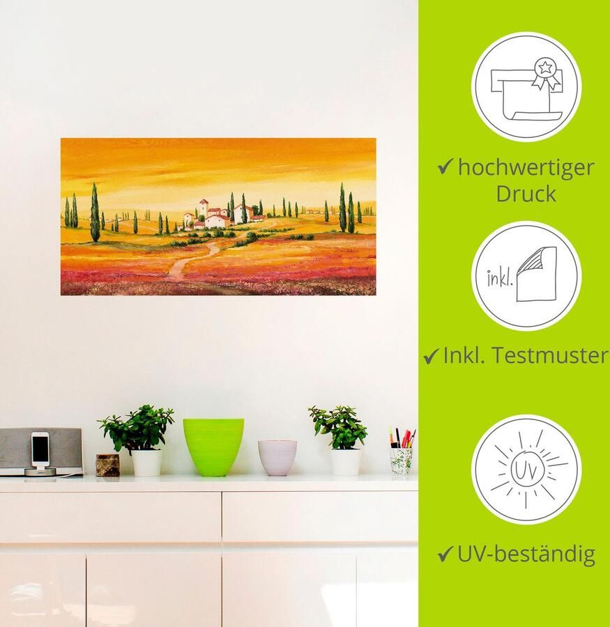 Artland Artprint Schitterend Toscaans landschap als artprint van aluminium artprint voor buiten artprint op linnen poster muursticker - Foto 3