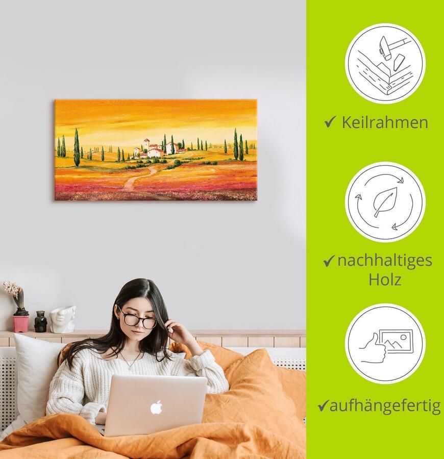 Artland Artprint Schitterend Toscaans landschap als artprint van aluminium artprint voor buiten artprint op linnen poster muursticker - Foto 2