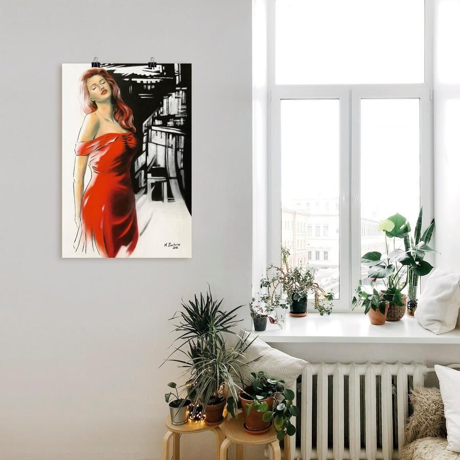 Artland Poster Schoonheid in rode jurk