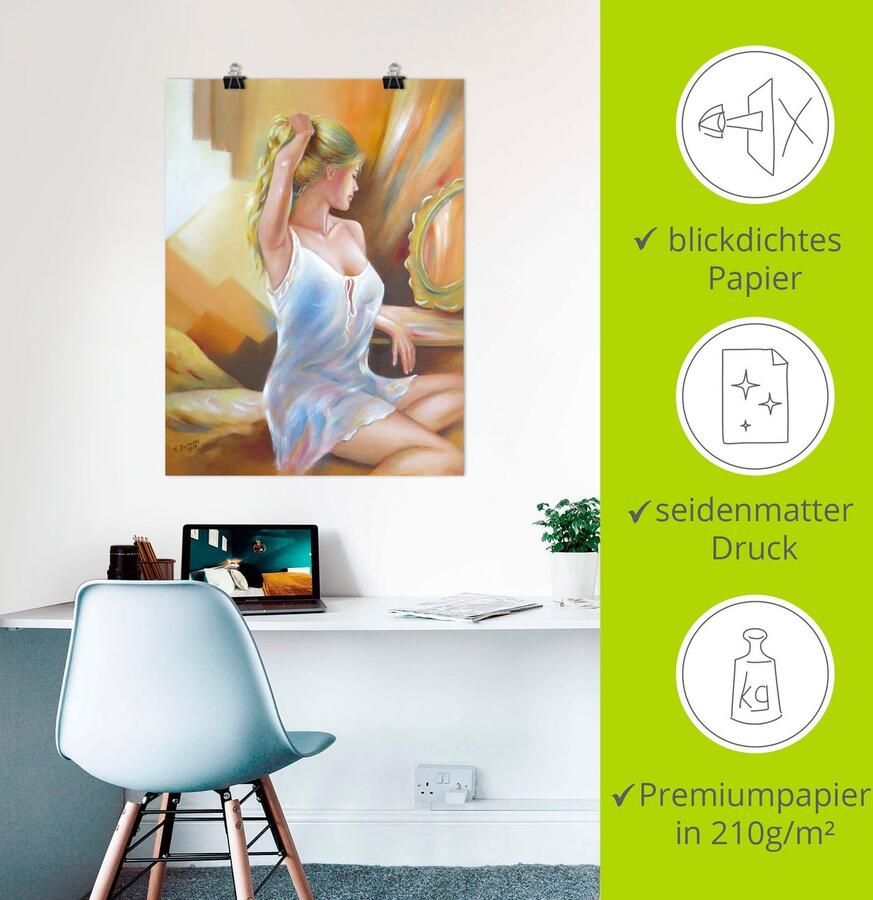 Artland Artprint Sexy vrouw voor de spiegel als artprint op linnen poster in verschillende formaten maten - Foto 3