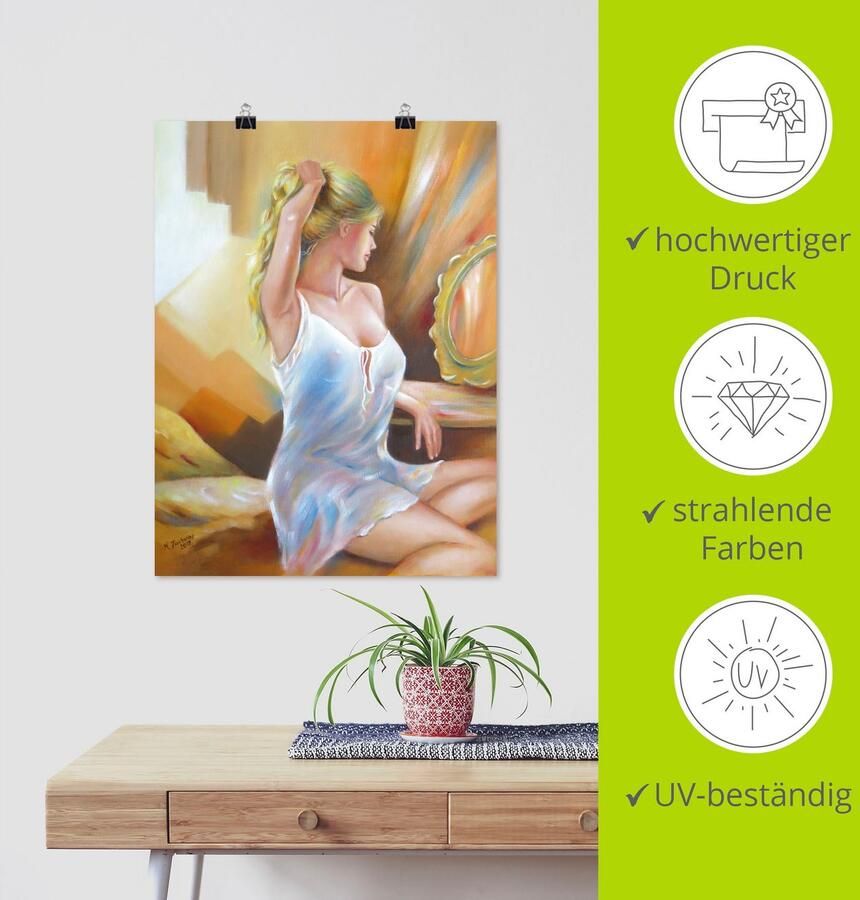 Artland Artprint Sexy vrouw voor de spiegel als artprint op linnen poster in verschillende formaten maten - Foto 4