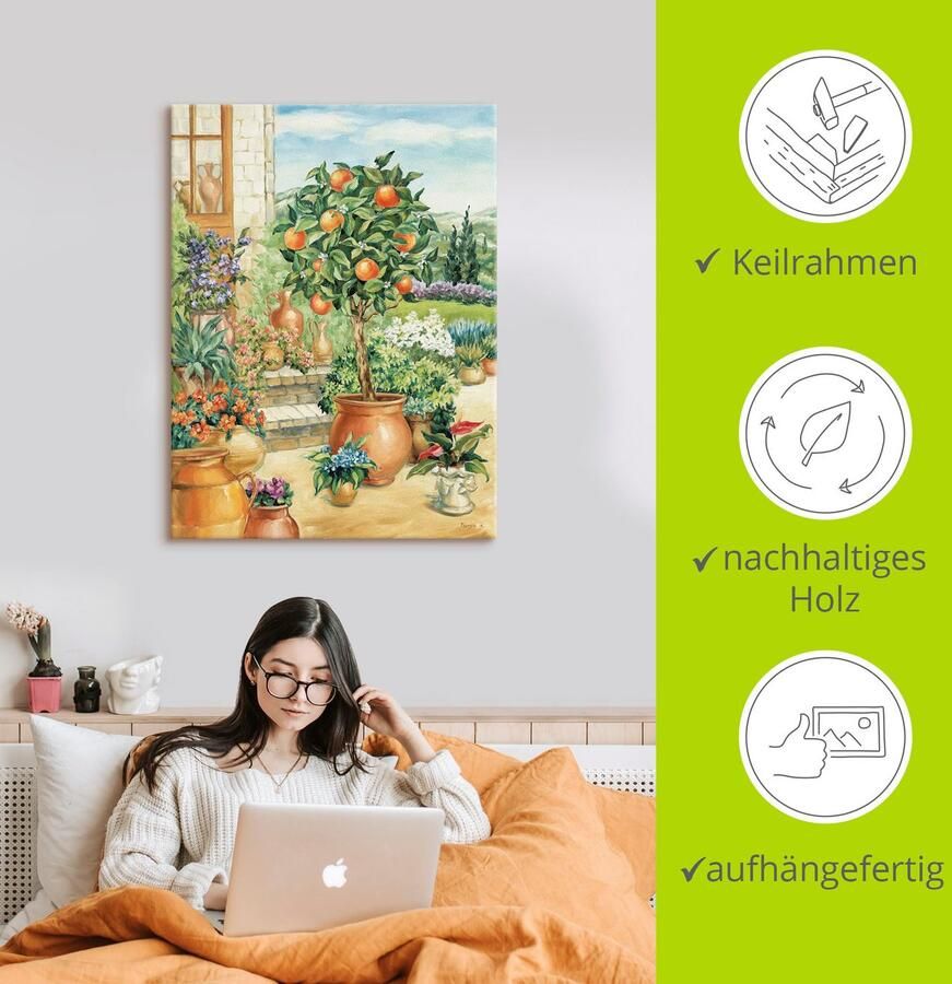 Artland Artprint Sinaasappelboompje in de tuin als artprint van aluminium artprint voor buiten artprint op linnen poster muursticker - Foto 2