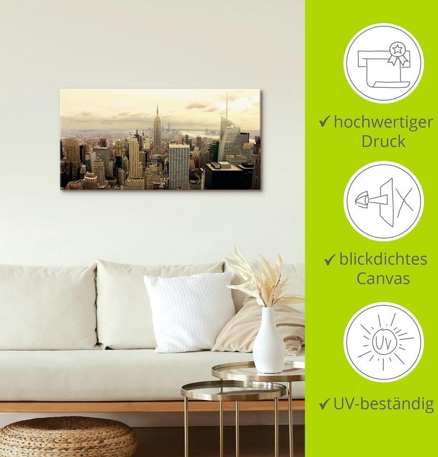 Artland Artprint Skyline Manhattan New York als artprint van aluminium artprint voor buiten artprint op linnen poster muursticker - Foto 3