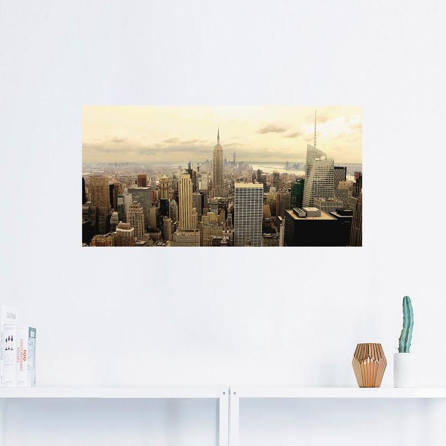 Artland Artprint Skyline Manhattan New York als artprint van aluminium artprint voor buiten artprint op linnen poster muursticker