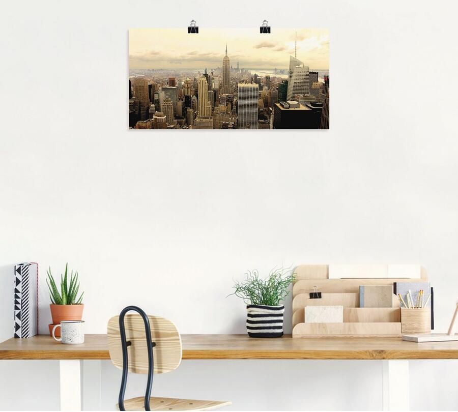 Artland Artprint Skyline Manhattan New York als artprint van aluminium artprint voor buiten artprint op linnen poster muursticker - Foto 2