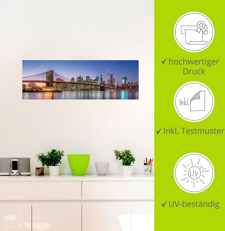 Artland Artprint Skyline New York City als artprint van aluminium artprint voor buiten artprint op linnen poster muursticker - Foto 2