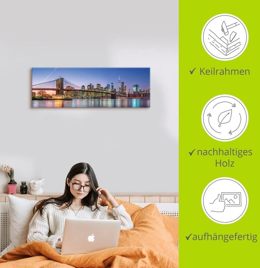 Artland Artprint Skyline New York City als artprint van aluminium artprint voor buiten artprint op linnen poster muursticker