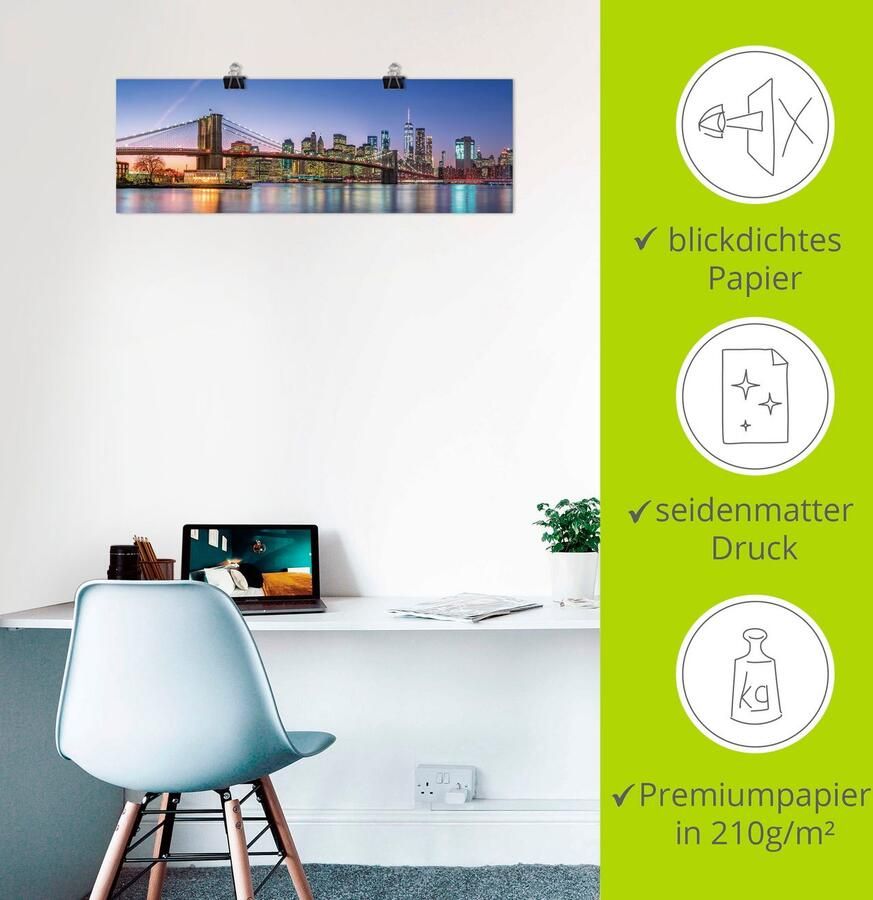 Artland Artprint Skyline New York City als artprint van aluminium artprint voor buiten artprint op linnen poster muursticker - Foto 3