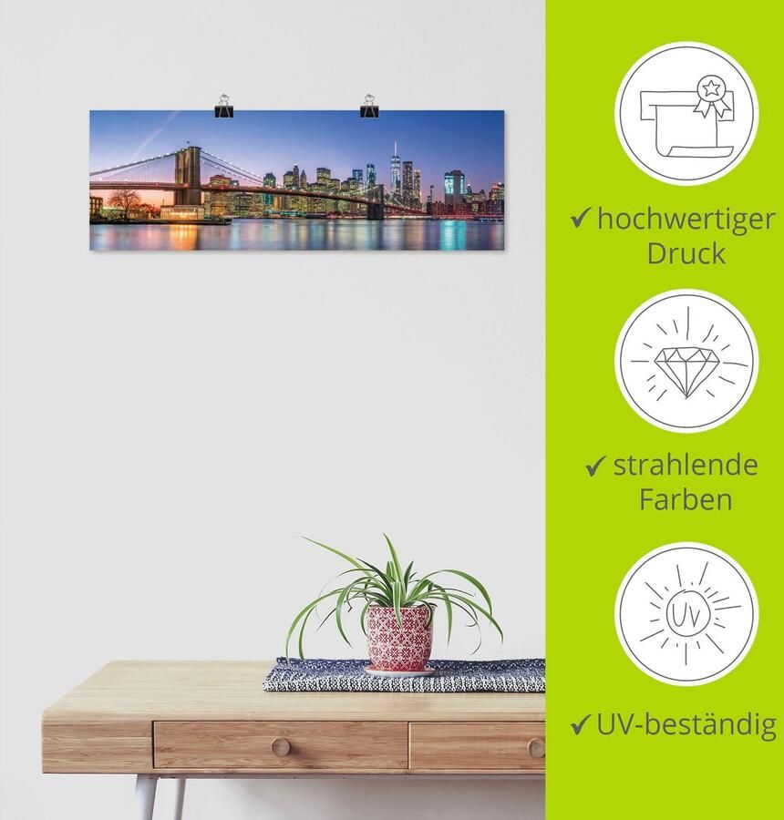 Artland Artprint Skyline New York City als artprint van aluminium artprint voor buiten artprint op linnen poster muursticker - Foto 4
