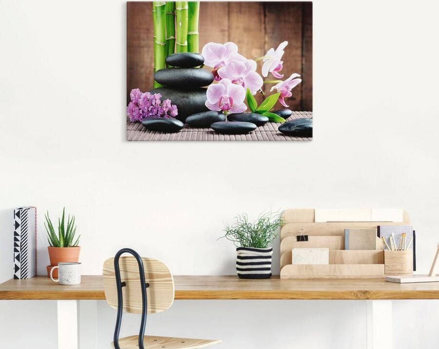 Artland Artprint Spa concept zen stenen orchideeën als artprint op linnen poster muursticker in verschillende maten - Foto 5