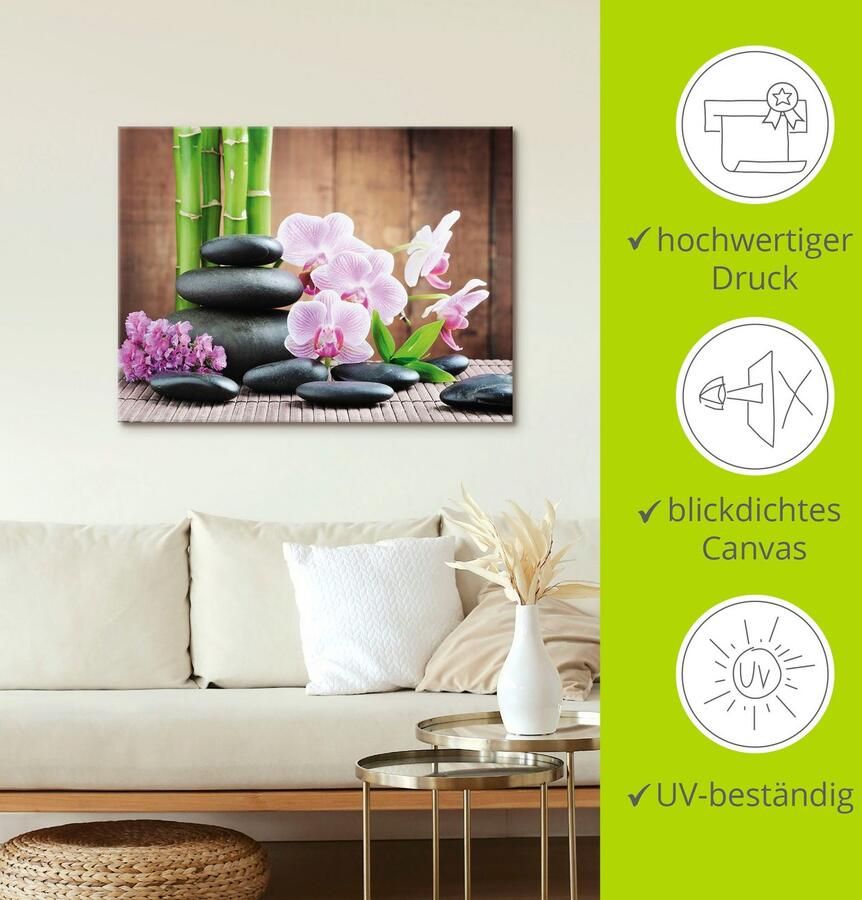 Artland Artprint Spa concept zen stenen orchideeën als artprint op linnen poster muursticker in verschillende maten - Foto 2