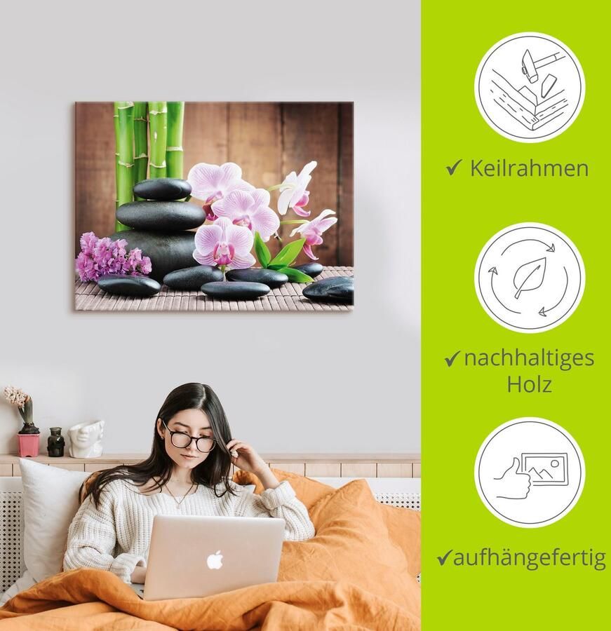 Artland Artprint Spa concept zen stenen orchideeën als artprint op linnen poster muursticker in verschillende maten