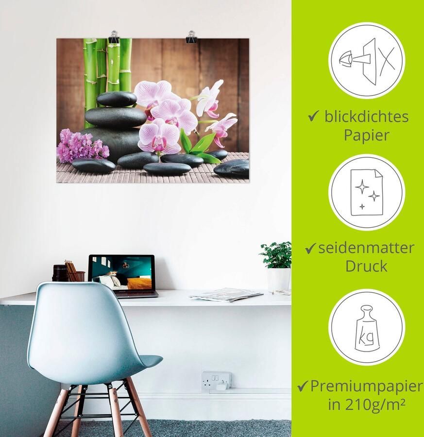 Artland Artprint Spa concept zen stenen orchideeën als artprint op linnen poster muursticker in verschillende maten - Foto 2