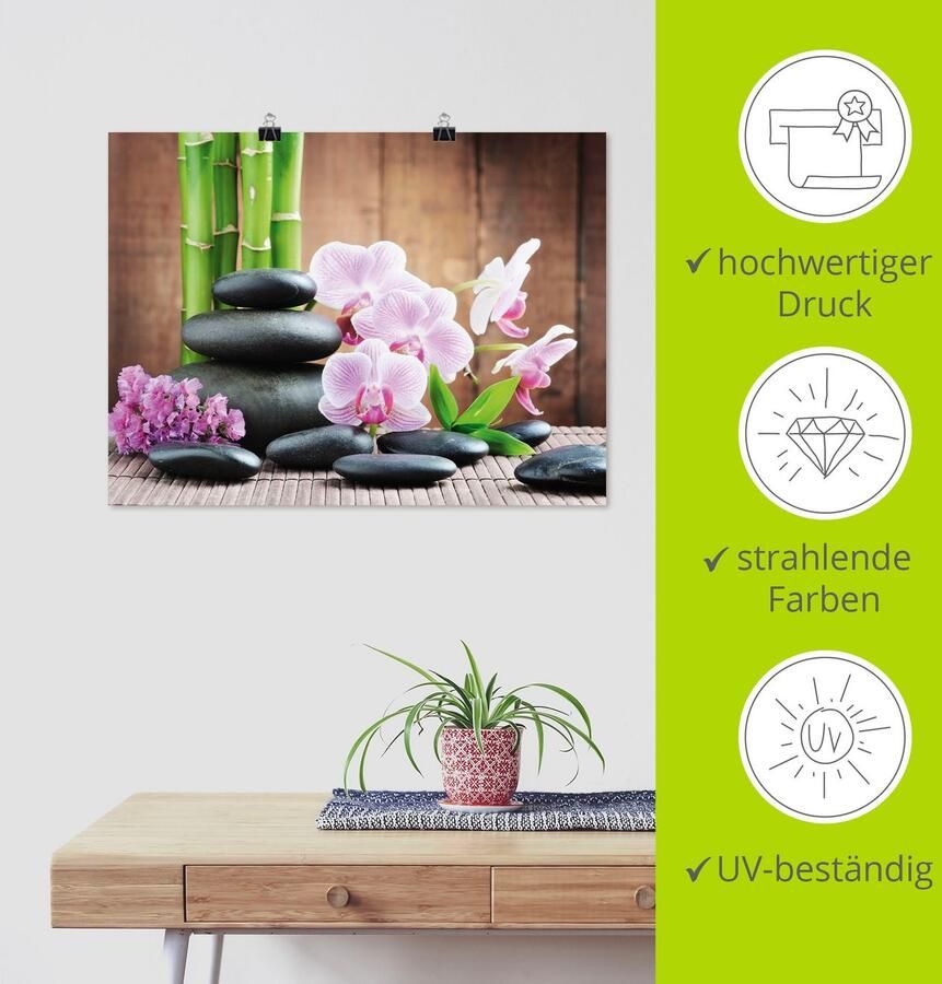 Artland Artprint Spa concept zen stenen orchideeën als artprint op linnen poster muursticker in verschillende maten - Foto 3