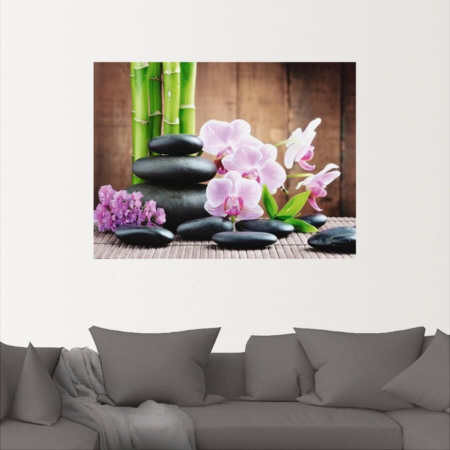 Artland Artprint Spa concept zen stenen orchideeën als artprint op linnen poster muursticker in verschillende maten - Foto 3
