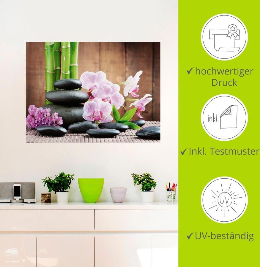 Artland Artprint Spa concept zen stenen orchideeën als artprint op linnen poster muursticker in verschillende maten - Foto 3