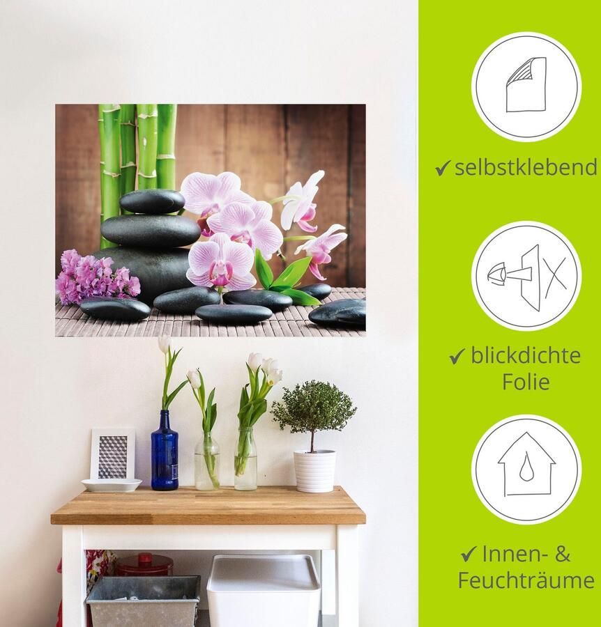 Artland Artprint Spa concept zen stenen orchideeën als artprint op linnen poster muursticker in verschillende maten - Foto 4
