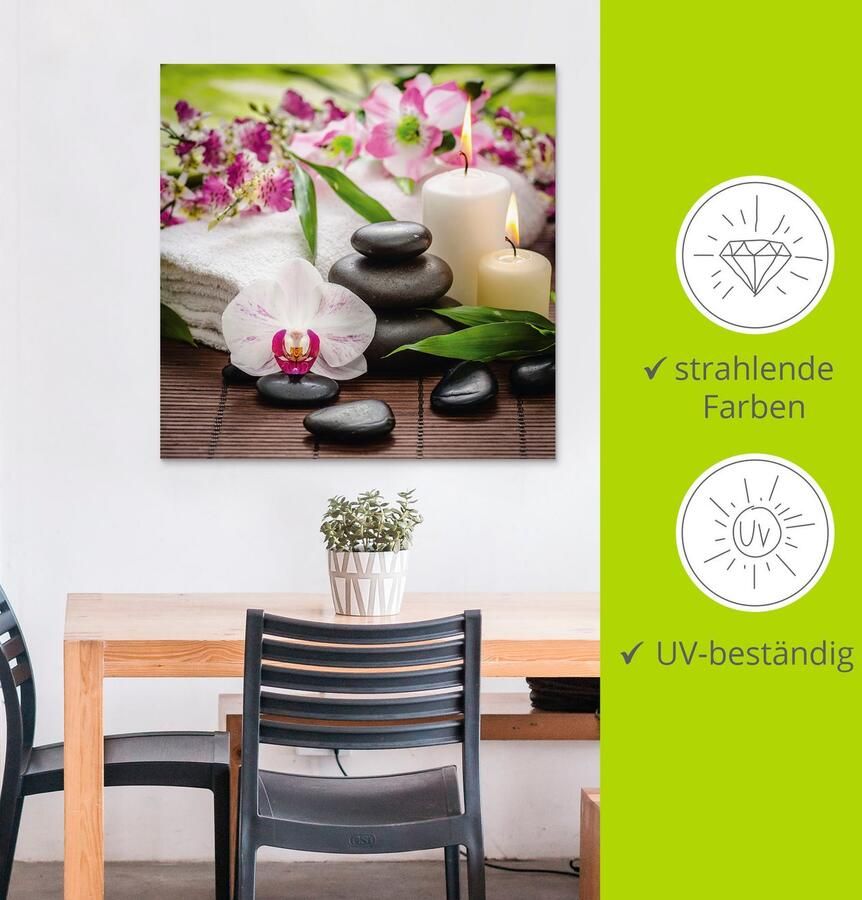 Artland Artprint Spa orchideeën bamboe kaars als artprint van aluminium artprint voor buiten artprint op linnen poster muursticker - Foto 3