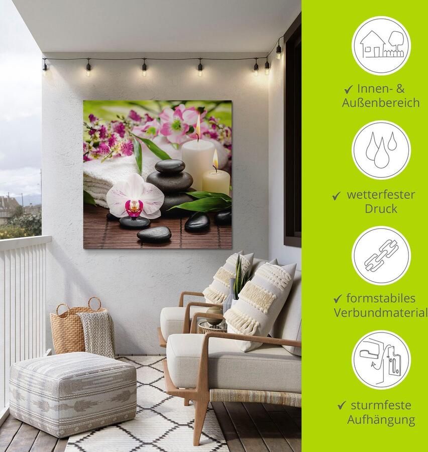 Artland Artprint Spa orchideeën bamboe kaars als artprint van aluminium artprint voor buiten artprint op linnen poster muursticker - Foto 5