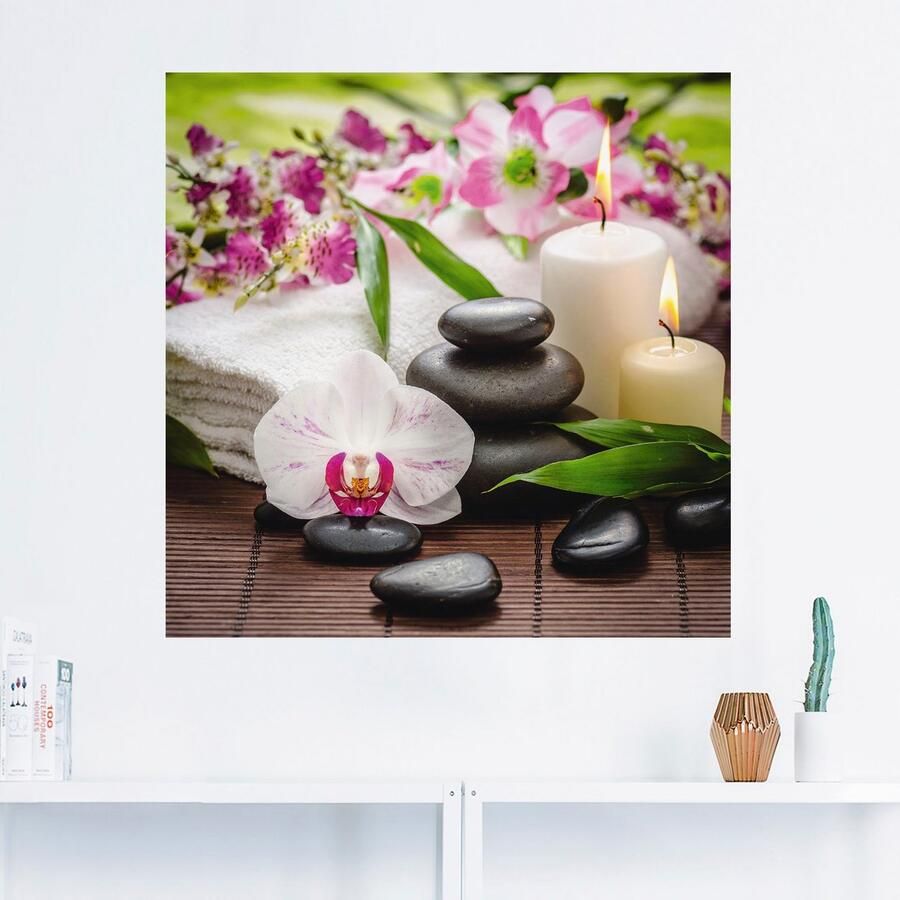 Artland Artprint Spa orchideeën bamboe kaars als artprint van aluminium artprint voor buiten artprint op linnen poster muursticker - Foto 2