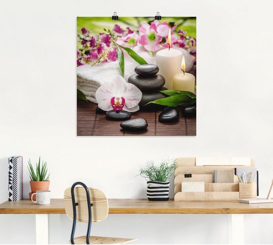 Artland Artprint Spa orchideeën bamboe kaars als artprint van aluminium artprint voor buiten artprint op linnen poster muursticker - Foto 4