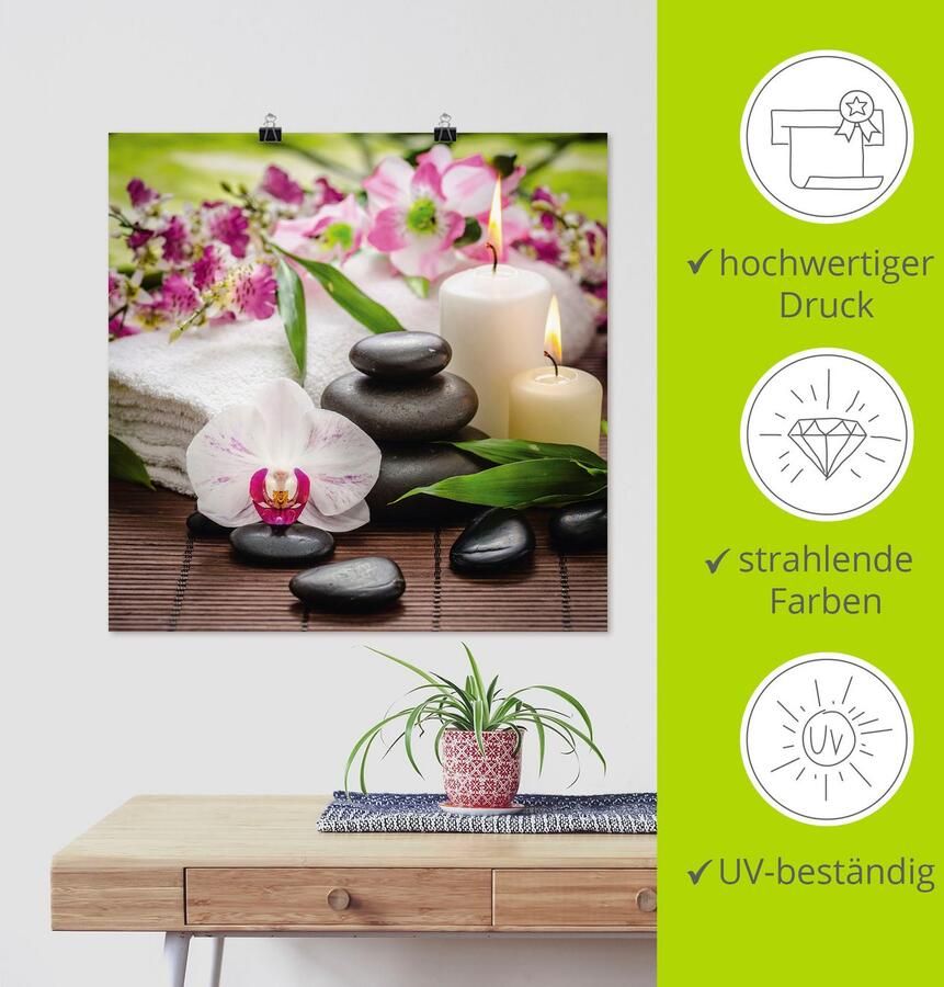 Artland Artprint Spa orchideeën bamboe kaars als artprint van aluminium artprint voor buiten artprint op linnen poster muursticker - Foto 3
