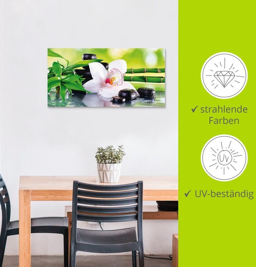 Artland Artprint Spa stenen bamboe takjes orchidee als artprint van aluminium artprint voor buiten artprint op linnen poster muursticker - Foto 3